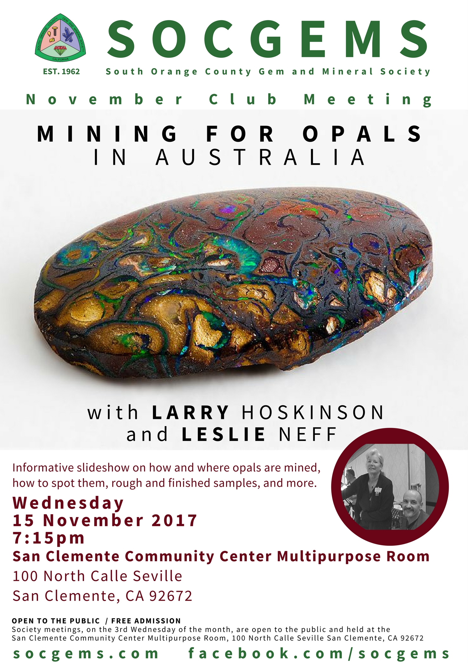 Mining for Opals in Australia Larry Hoskinson and Leslie Neff November 2017